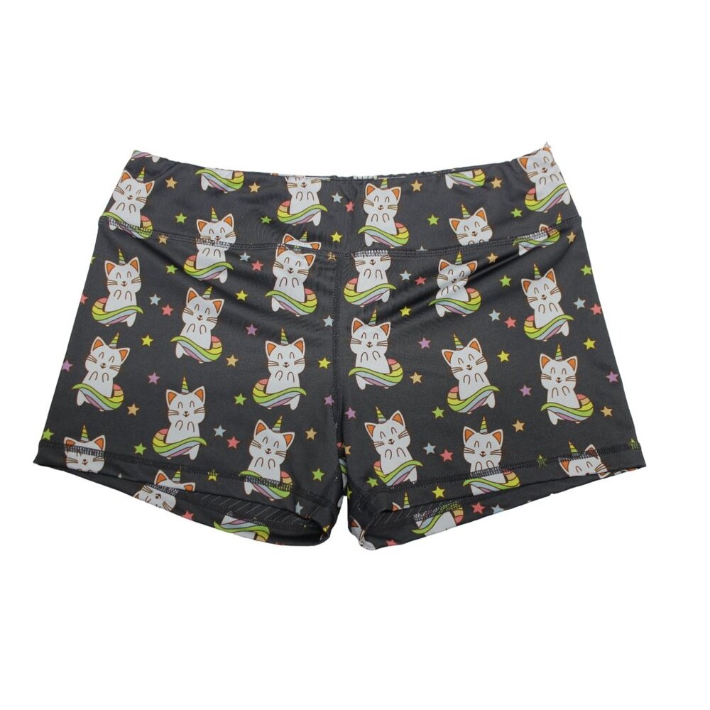 IAB Mfg women's 3 in unicorn cat kitten athletic gym performance workout shorts